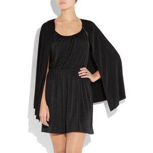 HALSTON HERITAGE Short Cape Shawl Jersey Black Stretch Dress 2 X-small